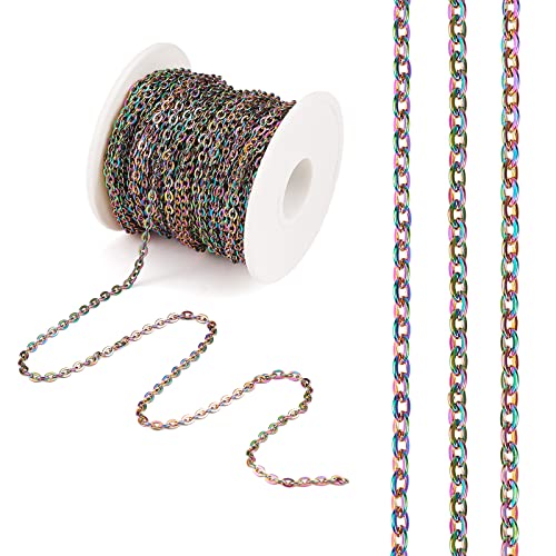 COGCHARGER 10 m Edelstahl-Panzerketten, Regenbogen-Kette, ungeschweißt, Mehrfarbig, für Schmuck, Halsketten, Armbänder, Ohrringe, Basteln… von COGCHARGER