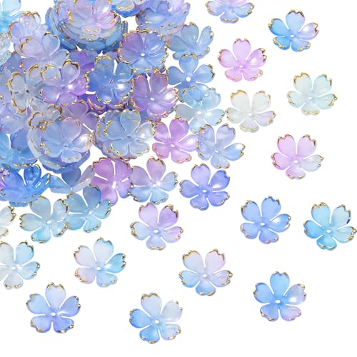 COGCHARGER 100 Stück Acryl Blumenperlen Kirschblüten Acrylperlen Blumenperlenkappen Zum Basteln Von Halsketten Ohrringen Armbändern Und Schmuckherstellung (Flieder) von COGCHARGER