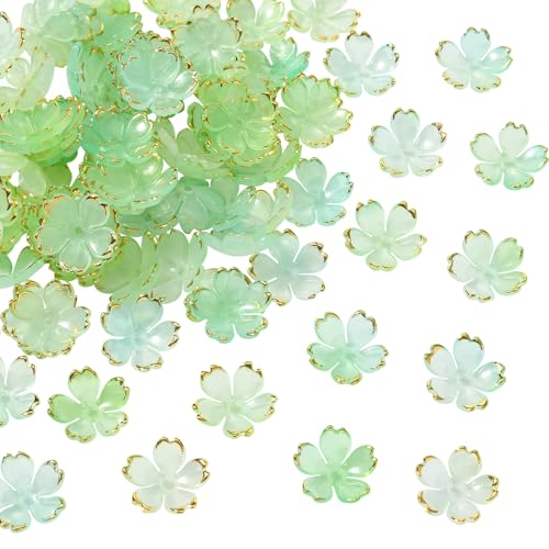 COGCHARGER 100 Stück Acryl Blumenperlen Kirschblüten Acrylperlen Blumenperlenkappen Zum Selbermachen Basteln Halsketten Ohrringe Armbänder Schmuckherstellung (Hellcyan) von COGCHARGER
