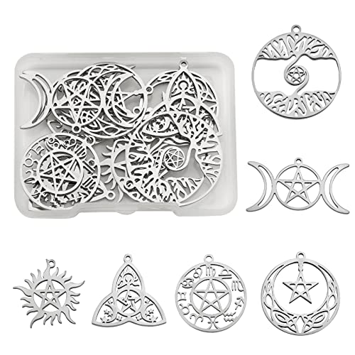 COGCHARGER 12 Stück 304 Edelstahl Anhänger Charms Phase Mond Charm Laser Cut Anhänger für Schmuck Halskette Ohrringe Herstellung Handwerk COGCHARGER 12 Stück 304 Edelstahl Anhänger Charms Phase Mond Charm Laser Cut Anhänger für Schmuck Halskette Ohrringe Herstellung Handwerk von COGCHARGER