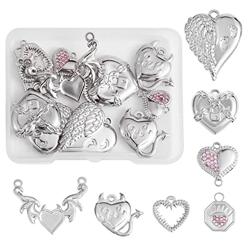 COGCHARGER 14 Stück Herz-Edelstahl-Charm-Anhänger, Liebes-Charm, 304 Edelstahl-Anhänger Für Schmuck, Halskette, Ohrringe, Basteln COGCHARGER 14 Stück Herz-Edelstahl-Charm-Anhänger, Liebes-Charm, 304 Edelstahl-Anhänger Für Schmuck, Halskette, Ohrringe, Basteln von COGCHARGER