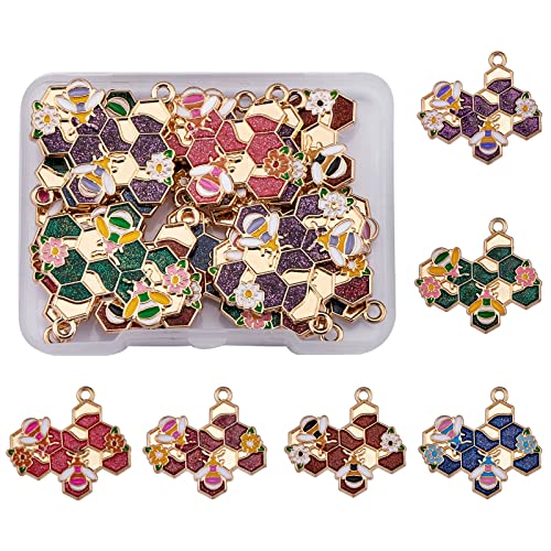COGCHARGER 18 Stück Waben-Bienen-Charms-Anhänger, bunte Emaille, Bienen-Anhänger mit Blume für Schmuck, Halsketten, Ohrringe, Basteln COGCHARGER 18 Stück Waben-Bienen-Charms-Anhänger, bunte Emaille, Bienen-Anhänger mit Blume für Schmuck, Halsketten, Ohrringe, Basteln von COGCHARGER