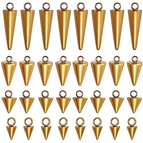 COGCHARGER 32 Stück Spike Charm Anhänger Kegel 304 Edelstahl Charm mit Biegeringe Golden für Schmuck, Halskette, Ohrringe, Herstellung von Basteln COGCHARGER 32 Stück Spike Charm Anhänger Kegel 304 Edelstahl Charm mit Biegeringe Golden für Schmuck, Halskette, Ohrringe, Herstellung von Basteln von COGCHARGER