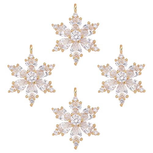 COGCHARGER 4 Stück Blume Zirkonia Anhänger Blume Form Messing Charms Messing Micro Pave Klar Cubic Zirkonia Anhänger für Schmuck Ohrring Making COGCHARGER 4 Stück Blume Zirkonia Anhänger Blume Form Messing Charms Messing Micro Pave Klar Cubic Zirkonia Anhänger für Schmuck Ohrring Making von COGCHARGER