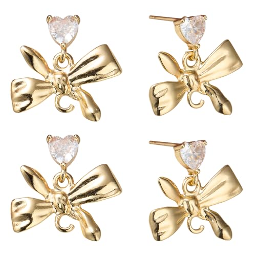 COGCHARGER 4 Stück Bowknot Ohrring Anhänger Zur Schmuckherstellung Goldene Masse Süße Messing Zirkonia Anhänger Für Ohrringe DIY Zubehör COGCHARGER 4 Stück Bowknot Ohrring Anhänger Zur Schmuckherstellung Goldene Masse Süße Messing Zirkonia Anhänger Für Ohrringe DIY Zubehör von COGCHARGER
