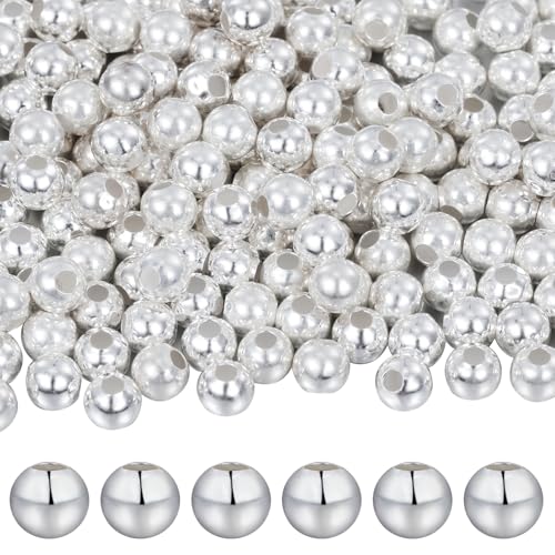 COGCHARGER 50 Stück 4mm 925 Sterling Silber Perlen Sterling Silber Spacer Perlen Glatte Runde Silberperlen Zur Schmuckherstellung COGCHARGER 50 Stück 4mm 925 Sterling Silber Perlen Sterling Silber Spacer Perlen Glatte Runde Silberperlen Zur Schmuckherstellung von COGCHARGER
