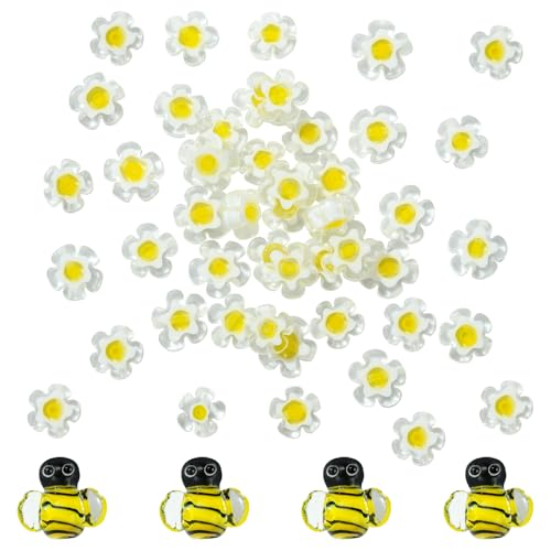 COGCHARGER 54 Stück Glas Glasperlen Verschiedene Bienen Blumen Und Bienen Glas Perlen Gänseblümchen Perlen 2 Stile Für Die DIY Schmuckherstellung COGCHARGER 54 Stück Glas Glasperlen Verschiedene Bienen Blumen Und Bienen Glas Perlen Gänseblümchen Perlen 2 Stile Für Die DIY Schmuckherstellung von COGCHARGER