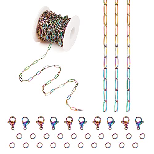 COGCHARGER 5M Büroklammer-Ketten Link Edelstahl Regenbogen Ketten Halskette DIY Kette Schmuck Set Making Kit Mehrfarbig für Schmuckherstellung COGCHARGER 5M Büroklammer-Ketten Link Edelstahl Regenbogen Ketten Halskette DIY Kette Schmuck Set Making Kit Mehrfarbig für Schmuckherstellung von COGCHARGER