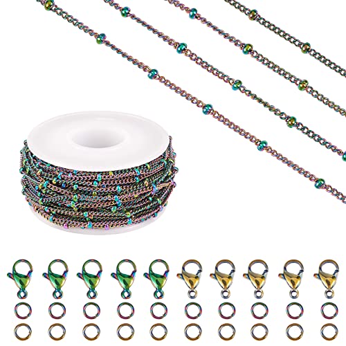 COGCHARGER 5M Edelstahl Satellitenketten Regenbogen Gelötet Perlen Kette DIY Kette Schmuck Set Making Kit für Schmuck Halskette Armband Ohrring Herstellung COGCHARGER 5M Edelstahl Satellitenketten Regenbogen Gelötet Perlen Kette DIY Kette Schmuck Set Making Kit für Schmuck Halskette Armband Ohrring Herstellung von COGCHARGER