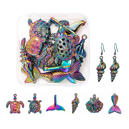 COGCHARGER Regenbogen-Anhänger aus Legierung, Schildkröte, Meerjungfrau, Ozean, mehrfarbig, für Schmuck, Halsketten, Armbänder, Ohrringe, 12 Stück COGCHARGER Regenbogen-Anhänger aus Legierung, Schildkröte, Meerjungfrau, Ozean, mehrfarbig, für Schmuck, Halsketten, Armbänder, Ohrringe, 12 Stück von COGCHARGER