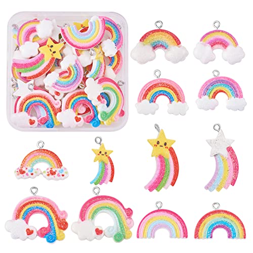 COGCHARGER Regenbogen-Charm-Anhänger, Wolke, Kunstharz, gemischte Form, für Schmuck, Halsketten, Ohrringe, Basteln, 36 Stück COGCHARGER Regenbogen-Charm-Anhänger, Wolke, Kunstharz, gemischte Form, für Schmuck, Halsketten, Ohrringe, Basteln, 36 Stück von COGCHARGER