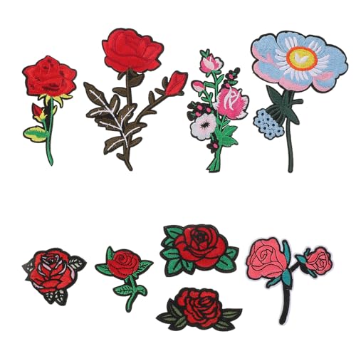 9 Stück Blumen-aufnäher Zum Aufbügeln Bestickte Blumen-aufnäher für Dekorative Kleidungsaccessoires von COHEALI