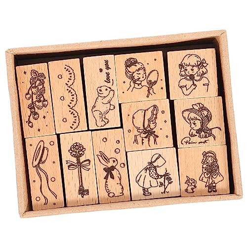 COHEALI 1 Schachtel Hölzernes Siegel Stempelset Dekorativer Holzstempel Holz-tintenstempel Cartoon-holzstempel Vintage Holzstempel Stempel Zum Basteln Karikatur Holzschnitzen Kind von COHEALI