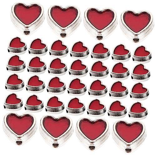COHEALI 100st Herz Armbandperle Perlen Zur Schmuckherstellung Schlüsselanhängerperlen Herz-halskette-perle Herzperlen Für Die Schmuckherstellung Diy-kits Perlenstickerei Legierung Charme von COHEALI