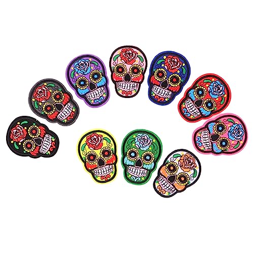 COHEALI 11 Stück Totenkopf-Kleidung auf der Rückseite für Kinder, zum Aufbügeln von Schmelzklebstoff auf Schädel, Skelett-Aufkleber von COHEALI