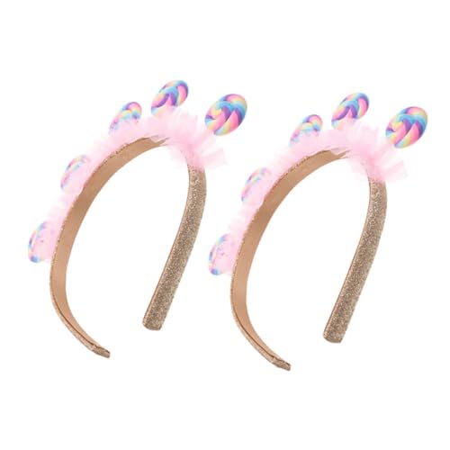 COHEALI 2 Stück Lutscher Haarreifen für Mädchen Pinkes Cartoon Stirnband aus Kunststoff Süßes Haarschmuck Accessoire für Geburtstag Alltag und Kostümfest von COHEALI