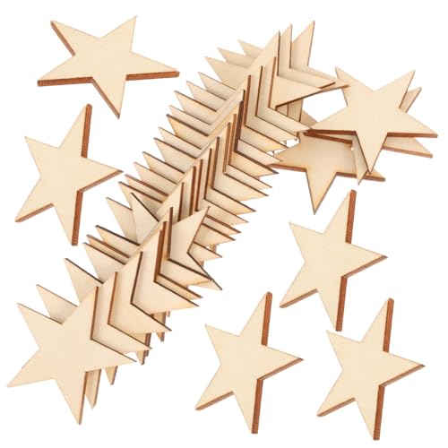 COHEALI 200 Stück Holzspäne Sternausschnitte Bastelsterne Pappsterne Leere Sternausschnitte Sterndeko Holzausschnitte Holzspäne Zum Basteln Unfertige Holzornamente von COHEALI