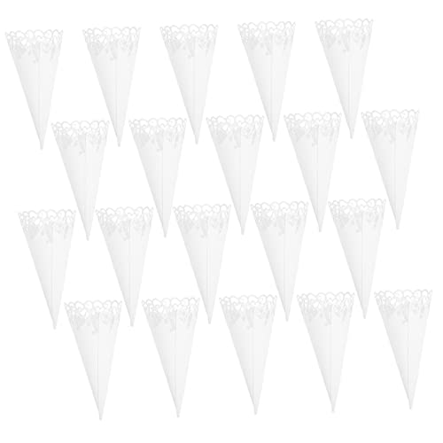 COHEALI 20st Papierbrunnen Konfetti Kegel Halter Papier Kegel Eis Halter Hochzeit Gefälligkeiten Papier Kegel Papier Konfetti Kegel Candy Boxen Süssigkeit Weiß Blumenpapier von COHEALI