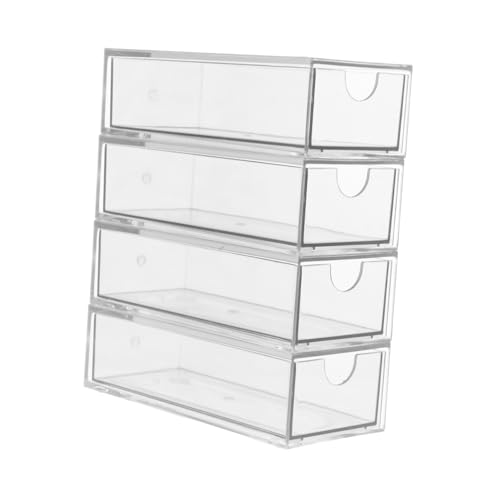 COHEALI 4 Stück Teiliges Transparentes Haarschmuck Organizer mit Stapelbare Aufbewahrungsbox für Haargummis Haarspangen Wattestäbchen Vielseitig für Bad Büro Schreibtisch von COHEALI