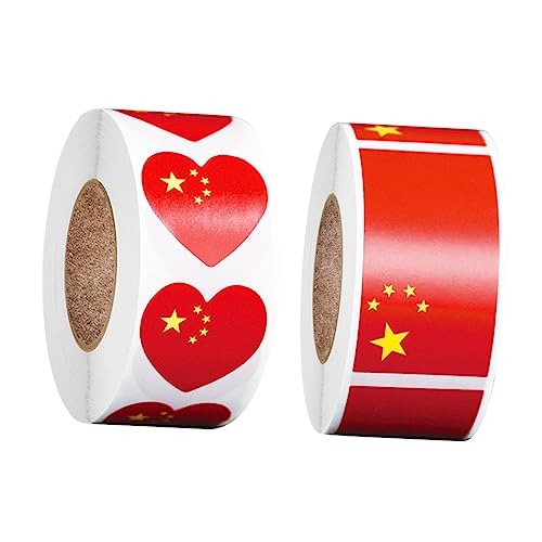 COHEALI 6 Rollen Aufkleber Chinesische Flagge Etikett Umschlag Klebeetikett Dekorativer Aufkleber Geschenkaufkleber Geschenkaufkleber Chinesische Flagge Klebeetikett Aufkleber von COHEALI