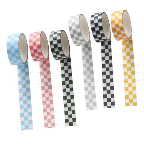 COHEALI 6 Rollen Bastelband scrapbooking zubehör the washi tape karierter DIY-Klebeband Aufkleber deko Druckband Washi-Tape Jahrgang schmücken Lieferungen Papier Klebeband Materialpaste von COHEALI