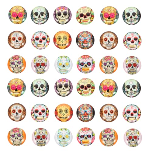 COHEALI Flaches Glas 100 Stück Halloween runde Mosaikfliesen DIY Glaskuppel Edelsteine Totenkopf Muster Edelstein Cabochons Foto Cameo Anhänger Schmuckherstellung Scrapbooking Cabochons COHEALI Flaches Glas 100 Stück Halloween runde Mosaikfliesen DIY Glaskuppel Edelsteine Totenkopf Muster Edelstein Cabochons Foto Cameo Anhänger Schmuckherstellung Scrapbooking Cabochons von COHEALI