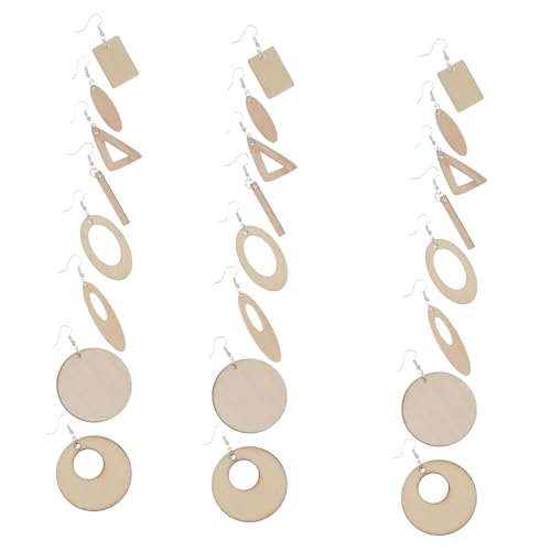 COHEALI Teiliges Holz Ohrring Set Selbstgestalten Ungefertigte Diy Ohranhänger Sperrholz Blanke Holz Tropfencharms Bemalen Vielseitige Holzschmuck Bastelset für Kreative von COHEALI