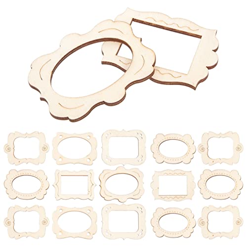 COHEALI Ungefärbte Holz-Bilderrahmen-Anhänger, unlackierte Holzausschnitte, Formen, Halsketten, Ohrringe, Charms, Ornament für Schmuckherstellung, DIY, Handwerk, 20 Stück von COHEALI