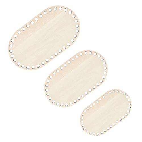 3stücke Teiliges Holz-bodenplatten Für Diy Häkel Stricktaschen Stabiler Ovaler Korbboden Mit Löchern Für Handarbeiten von COHEALI