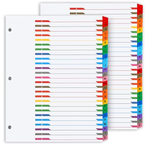 COIDEA Alphabet-Trennblätter für 3-Ringbuch, A-Z-Trennblätter für 3-Ringordner, mehrfarbige A-Z-Binder-Trennblätter mit anpassbarer Inhaltsverzeichnisseite, ABC-Alphabet-Tabs für Schule, Büro von COIDEA