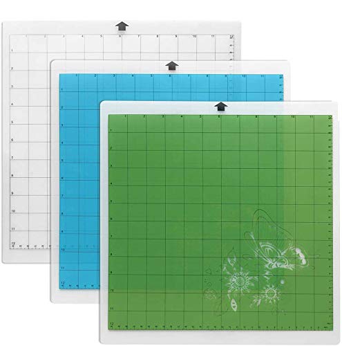 CoiTek 3 Stück Schneidematte, Standard-Grip Kameo-Schneidematte für Cameo 3/2/1, 30,5 x 30,5 cm schneidematte cameo transparentes, blau und grün von COITEK