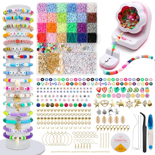 Tonperlen-Spinner-Set mit 6600 Stück, 24 Farben, Tonperlen und Zubehör, elektrischer Spinner für Schmuckherstellung, Armbänder, Halsketten, Taillenbastelarbeiten von COITEK