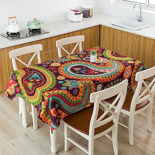 Tischdecke Rechteckig Boho Garten Tischdecken für Draußen Tischtuch Fleckschutz Abwaschbar Table Cloth für Esstisch, Couchtisch, Parteien, 100 x 140 cm von COITROZR