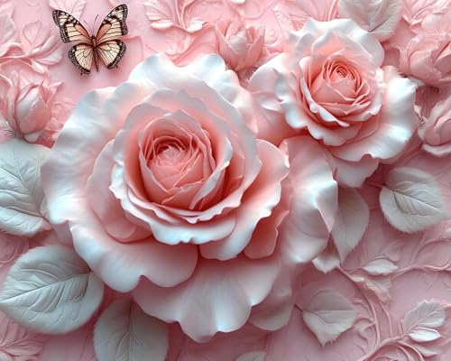 COKYIS 5D-Diamant-Malerei-Kits für Erwachsene Kinder Blumen und Schmetterlinge Round Diamanten Crystal Strass Nach Zahlen Art DIY Malen Set,für Home Wand Decor(40 * 50cm) von COKYIS
