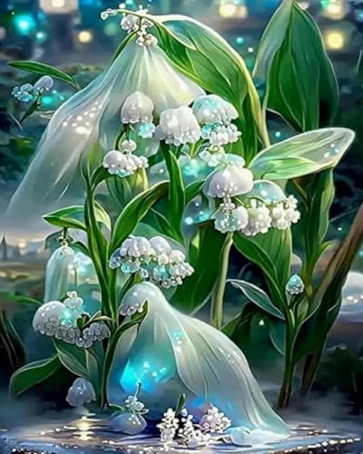 COKYIS 5D-Diamant-Malerei-Kits für Erwachsene Kinder Fantasiepflanzen und Blumen Round Diamanten Crystal Strass Nach Zahlen Art DIY Malen Set,für Home Wand Decor(40 * 50cm) von COKYIS
