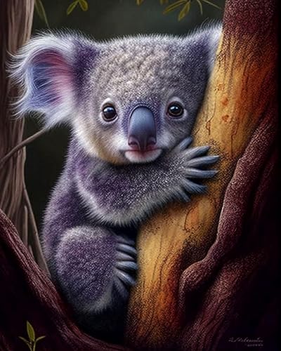 COKYIS 5D-Diamant-Malerei-Kits für Erwachsene Kinder Koala-Tier Round Diamanten Crystal Strass Nach Zahlen Art DIY Malen Set,für Home Wand Decor(40 * 50cm) von COKYIS