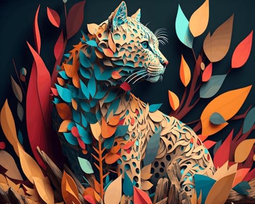 COKYIS Kreuzstich Stickpackungen Vorgedruckt Leopardentier 11CT Stickbild Stickvorlage DIY Stickset für Anfänger Home Decor 40x50cm von COKYIS