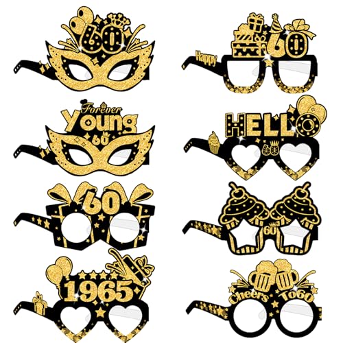 COLANANA 8 Stück Geburtstag Party Brille Dekoration,60th Lustige Papier Geburtstag Brille Deko, Geburtstags Photo Booth Requisiten Zubehör,60th Geburtstags Party Dekorationen für Frauen Männer COLANANA 8 Stück Geburtstag Party Brille Dekoration,60th Lustige Papier Geburtstag Brille Deko, Geburtstags Photo Booth Requisiten Zubehör,60th Geburtstags Party Dekorationen für Frauen Männer von COLANANA