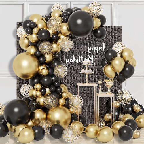 COLANANA Ballonbogen-Set, 113-teiliges Ballon-Girlanden-Set, schwarz-goldene Geburtstagsdekorationen für Erwachsene, Kinder, Geburtstag, Babyparty, Hochzeit, Jahrestag, Karnevalsparty COLANANA Ballonbogen-Set, 113-teiliges Ballon-Girlanden-Set, schwarz-goldene Geburtstagsdekorationen für Erwachsene, Kinder, Geburtstag, Babyparty, Hochzeit, Jahrestag, Karnevalsparty von COLANANA