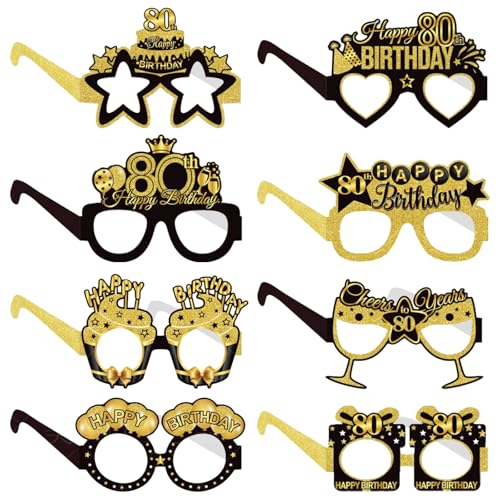 COLANANA Geburtstag Party Brille Dekoration,8 Stück Lustige Papier 80th Geburtstag Brille Deko,80th Geburtstags Party Dekorationen,Geburtstags Photo Booth Requisiten Zubehör für Frauen Männer COLANANA Geburtstag Party Brille Dekoration,8 Stück Lustige Papier 80th Geburtstag Brille Deko,80th Geburtstags Party Dekorationen,Geburtstags Photo Booth Requisiten Zubehör für Frauen Männer von COLANANA