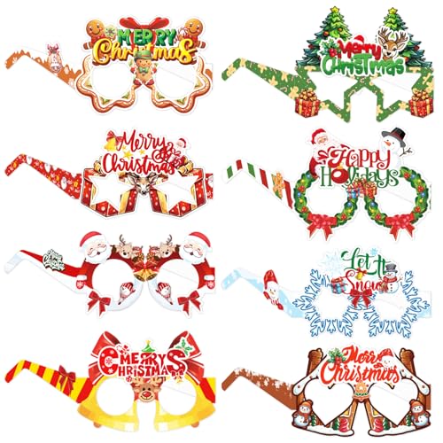 COLANANA Geburtstagsparty-Brillen-Dekoration, 8 Stück, Weihnachtsmotiv-Party-Dekorationen, lustige Papier-Geburtstagsbrillen-Dekoration, Geburtstage, Foto-Requisiten für Damen und Herren COLANANA Geburtstagsparty-Brillen-Dekoration, 8 Stück, Weihnachtsmotiv-Party-Dekorationen, lustige Papier-Geburtstagsbrillen-Dekoration, Geburtstage, Foto-Requisiten für Damen und Herren von COLANANA