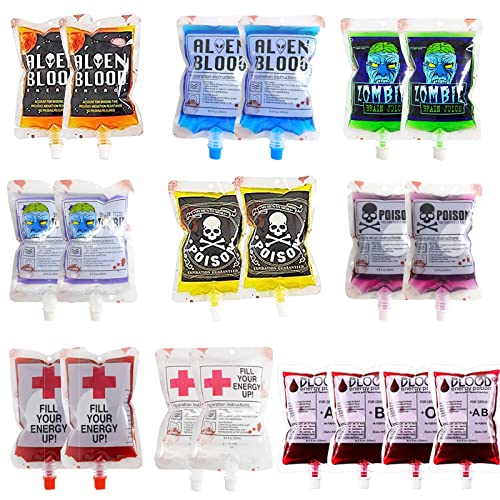 COLEESON 20 Stück Halloween Blutbeutel, 250ML Vampir Party Deko, Zombie, Cosplay, Party (20pcs) COLEESON 20 Stück Halloween Blutbeutel, 250ML Vampir Party Deko, Zombie, Cosplay, Party (20pcs) von COLEESON