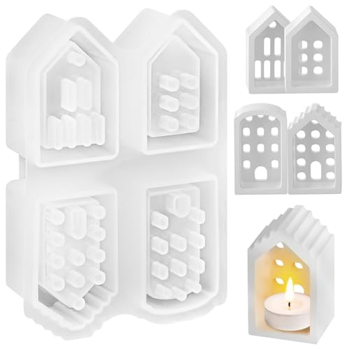 Silikonformen Gießformen Häuser, 3D Silikonform Haus Silikonform Kerzenhalter, Gießformen Silikon, Silikon Gießform Haus, Gießform Häuser, für Kerzenherstellung, Handgefertigte Seife, DIY Handwerk (C) von COLEESON