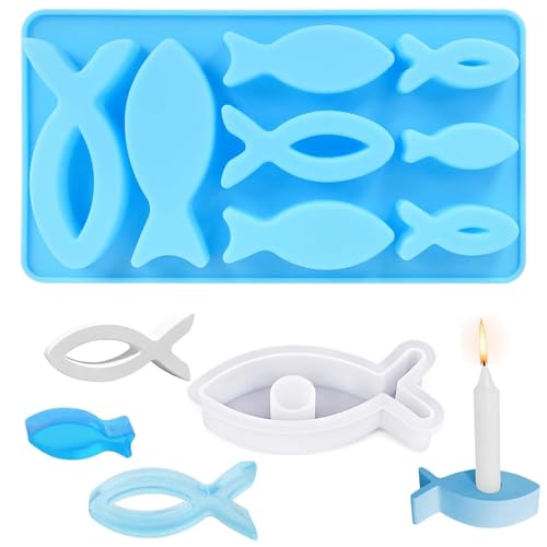 2PCS Silikonform Fisch, 8 Gitter Gießform Fisch Siliko mit Silikonform Kerzenhalter 2PCS Silikonform Fisch, 8 Gitter Gießform Fisch Siliko mit Silikonform Kerzenhalter von COLEESON