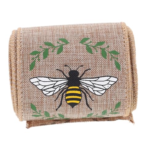 COLLBATH Dekoband Frühling Bienenmotiv 4,5 M Rolle Verpackungsband Bastelband Dekoratives Geschenkband Band Mit Bienenmotiv Blumenarrangement Feiertagsdeko von COLLBATH