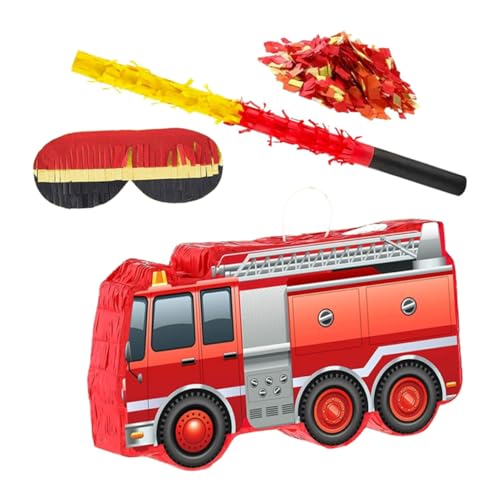 COLLBATH 1 Satz Feuerwehr Pinata mit Stock Augenbinde und Konfetti für Kindergeburtstag Feuerwehr Thema Partydekoration für Jungen Shower und Feierlichkeiten von COLLBATH