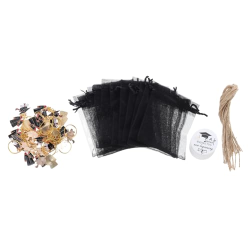 COLLBATH 1 Satz Teiliges Set Mini Abschluss Hut Schlüsselanhänger mit Organza Taschen und Anhängern Dekoration für Abschlussfeiern und Unvergessliche Erinnerungen von COLLBATH