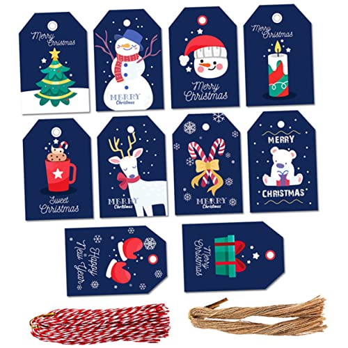 COLLBATH 1 Satz Weihnachtsanhänger Weihnachtsetiketten Weihnachtsdekorationen Großes Weihnachtsdekor Aufkleber Für Weihnachtsmarken Geschenkanhänger Weihnachtskarte Papier Blue 100 Stück von COLLBATH