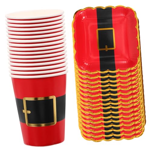 COLLBATH 1 Satz weihnachtsmotiv weihnachtsparty Accessoires Festliches Geschirrset Weihnachtsfeier Zubehör Weihnachten Dessertplatten Weihnachtstischdekoration Geschirr aus Papier rot von COLLBATH