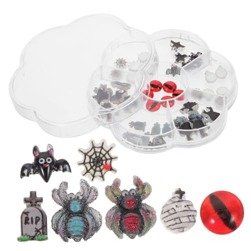 COLLBATH 1 Schachtel Halloween Nail Art Charms aus Hochwertigem Harz mit Spinnen Geistern und Fledermäusen Vielseitige DIY Nagelverzierungen für Gruselige Festtagsmaniküre von COLLBATH